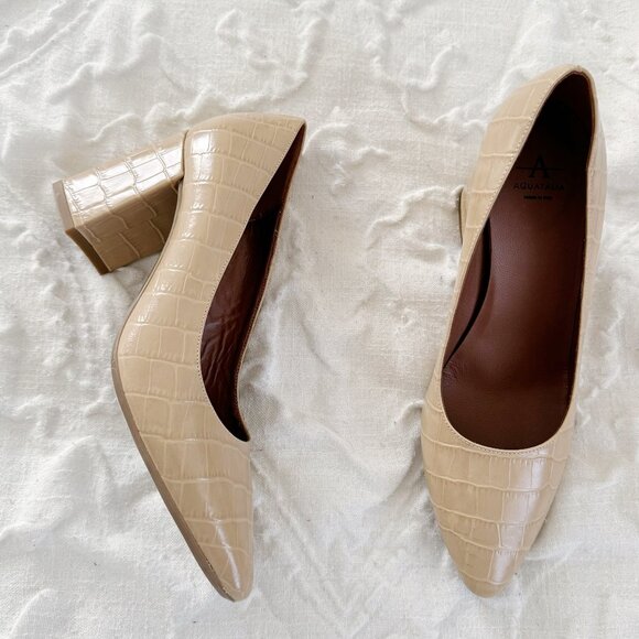 Aquatalia Embossed Leather Heels Size 8 New - Picture 1 of 8